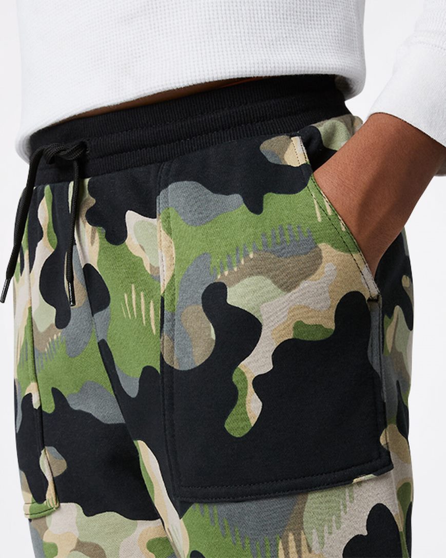 Jogger Nohavice Converse Camo Chlapcenske Olivovo Zelená | SK SKPCM4